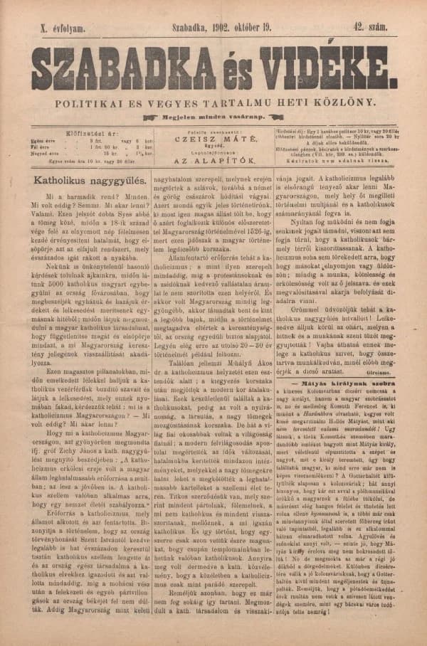 Szabadka és vidéke II, 10. évf. 1902. október 19. 42. sz.