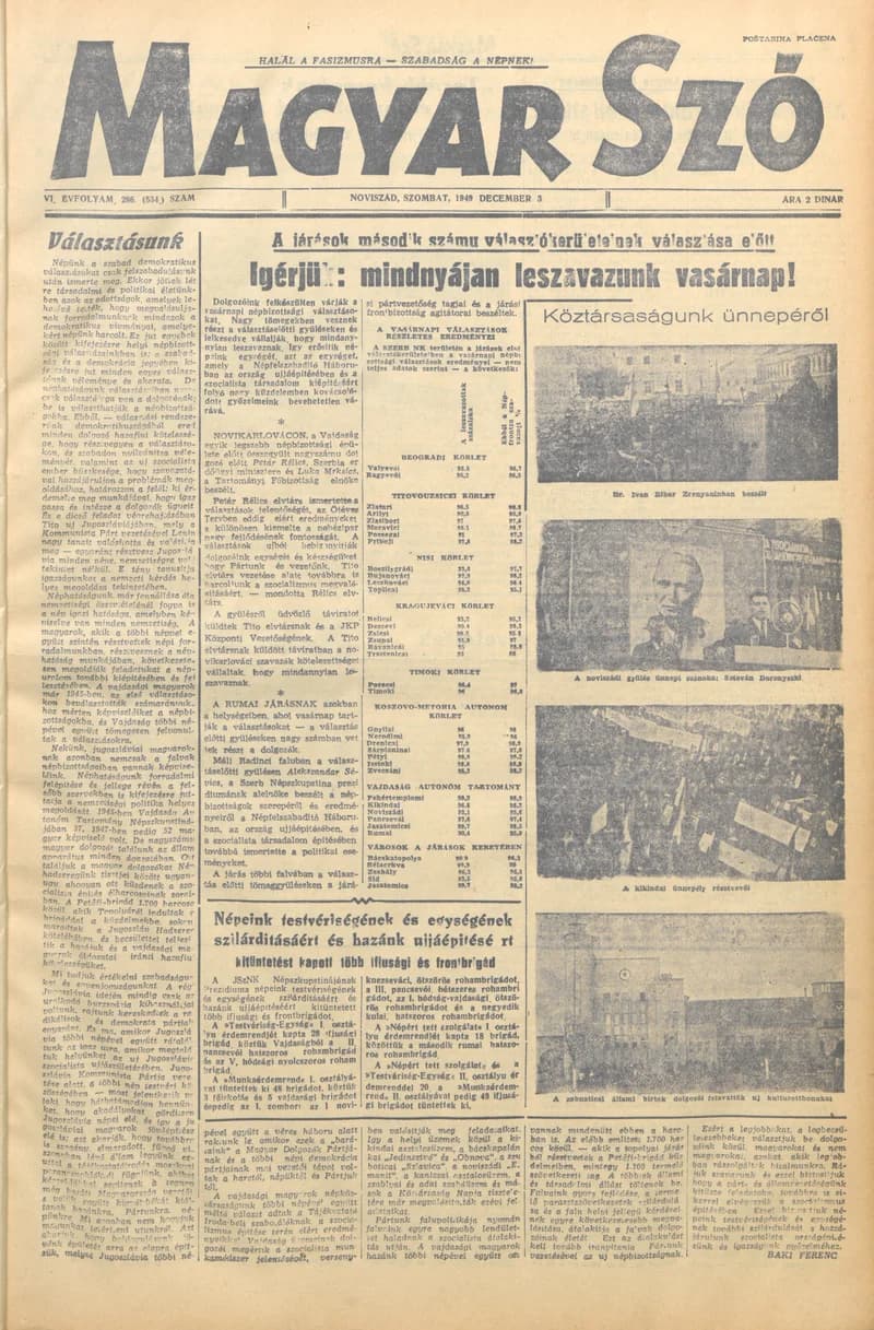 Magyar Szó, 6. évf. 1949. december 3. 286. sz. 1–4. oldal