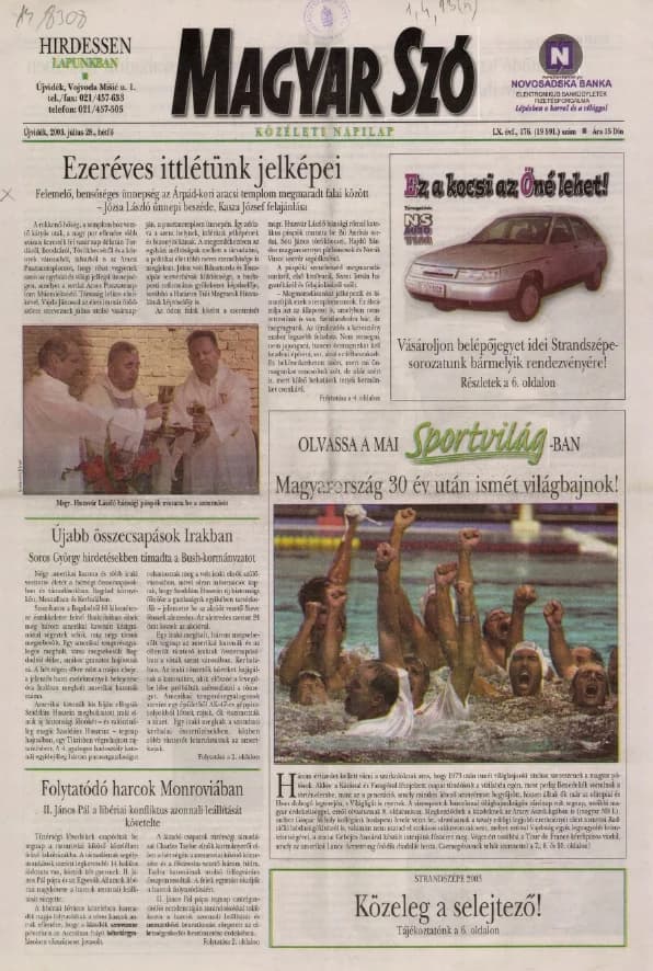 Magyar Szó, 60. évf. 2003. július 28. 176. sz. 1–16. oldal
