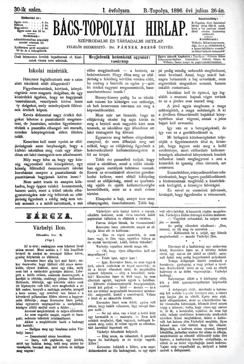 Bács-Topolyai Hirlap, 1. évf. 1896. július 26. 30. sz.