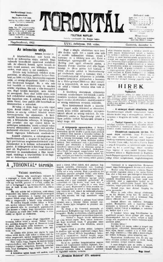 Torontál, 31. évf. 1902. december 11. 283. sz.
