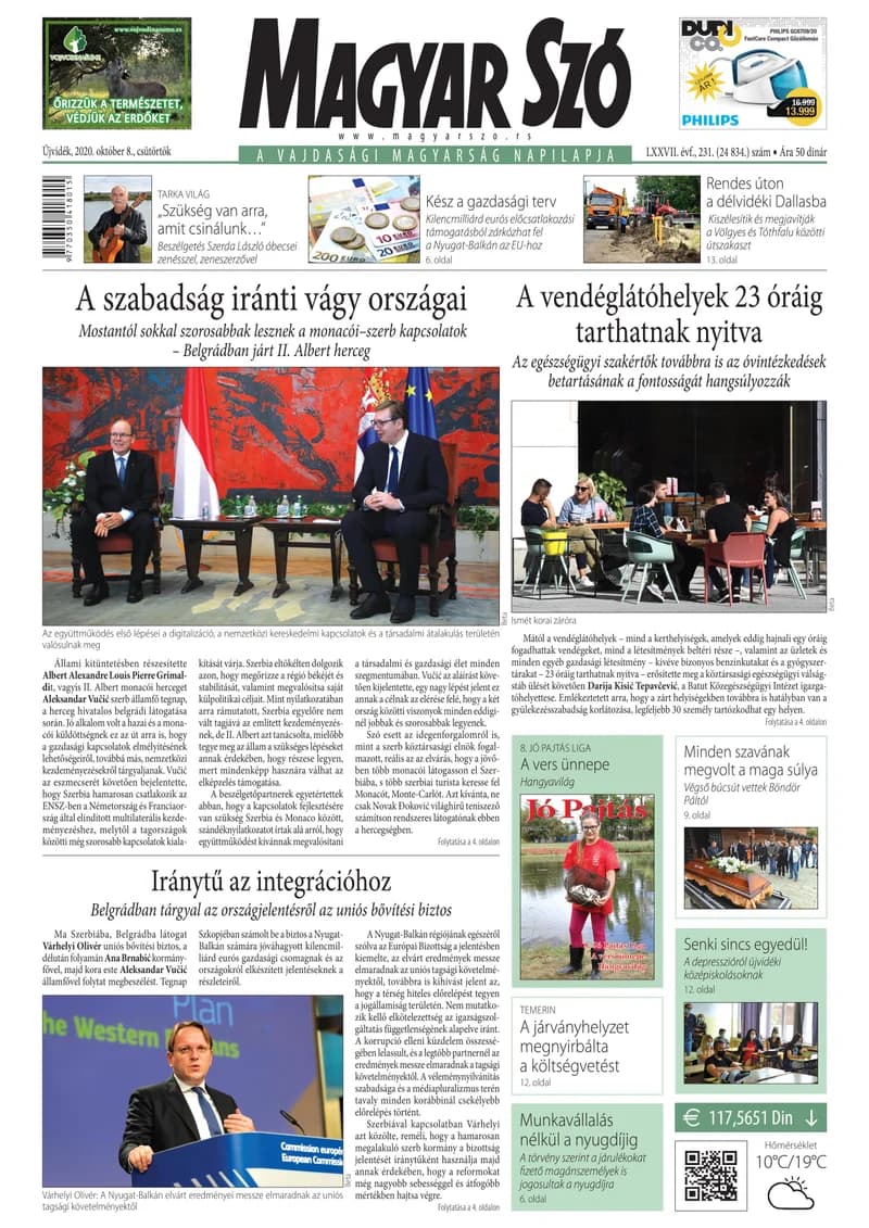Magyar Szó, 77. évf. 2020. október 8. 231. sz. 1–20. oldal