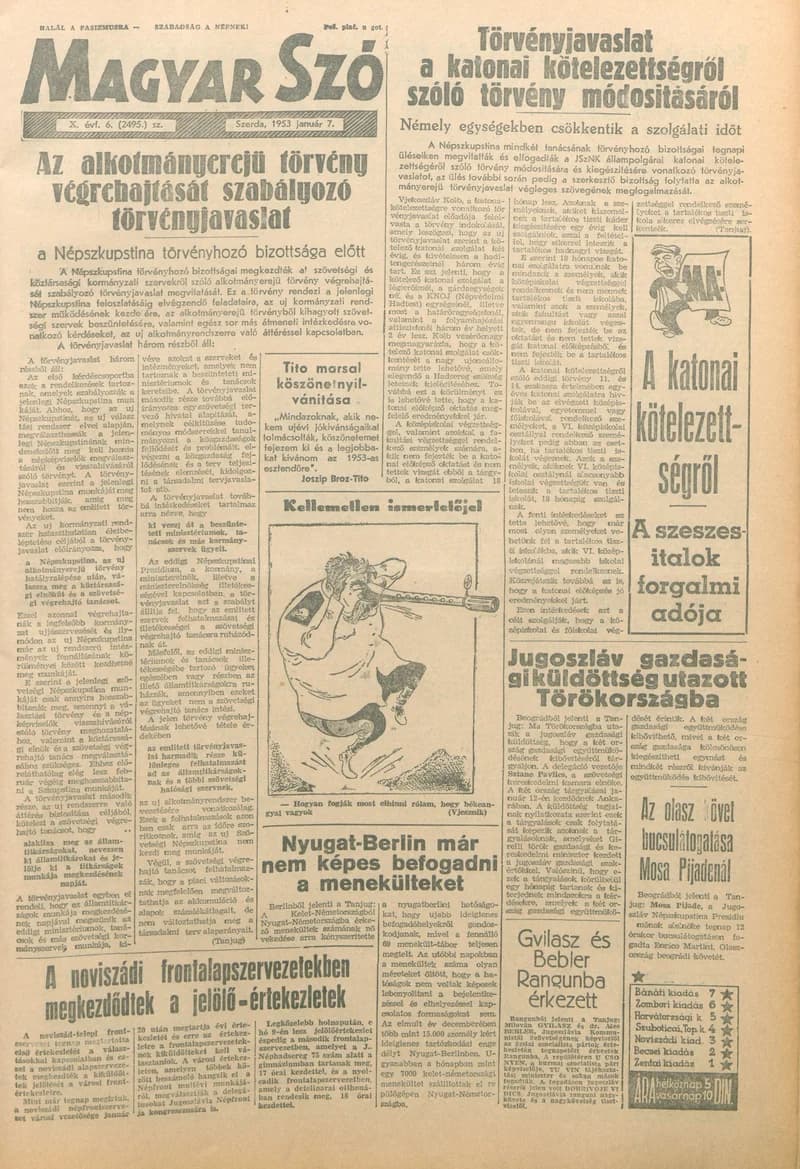 Magyar Szó, 10. évf. 1953. január 7. 6. sz. 1–10. oldal
