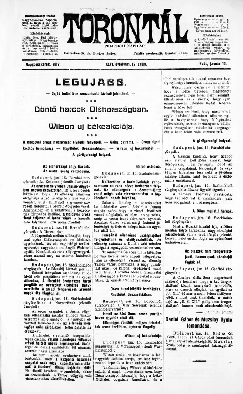 Torontál, 46. évf. 1917. január 12. 9. sz.