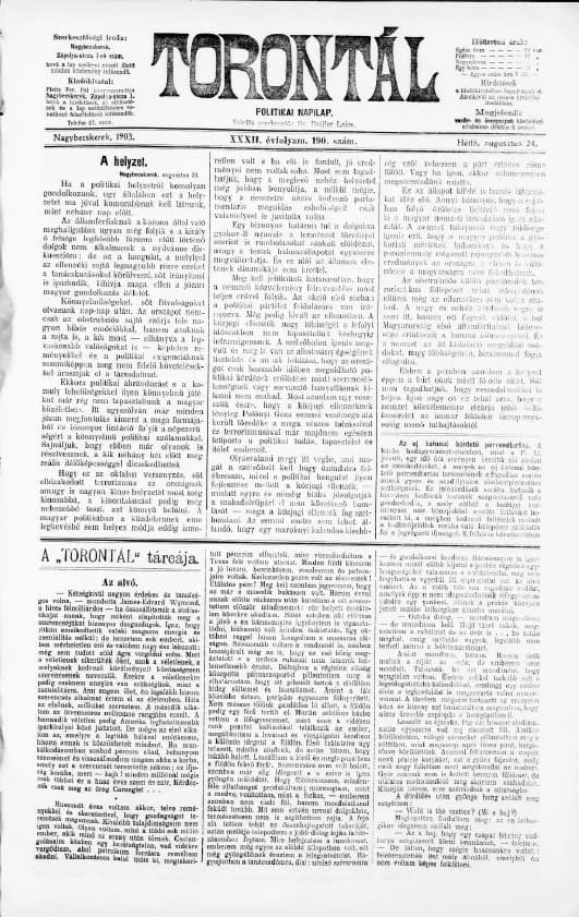 Torontál, 32. évf. 1903. augusztus 24. 190. sz.
