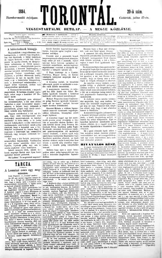 Torontál, 13. évf. 1884. július 17. 29. sz.