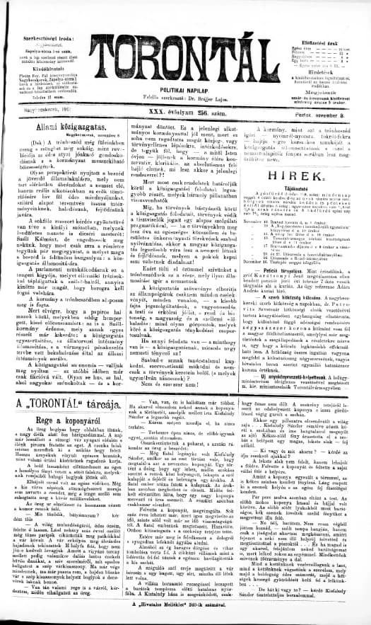 Torontál, 30. évf. 1901. november 8. 256. sz.