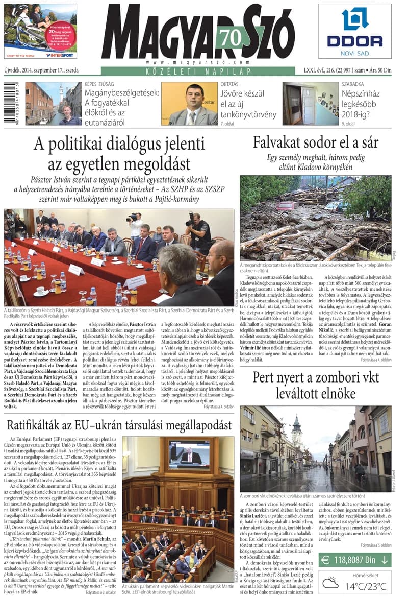 Magyar Szó, 71. évf. 2014. szeptember 17. 216. sz. 1–16. oldal