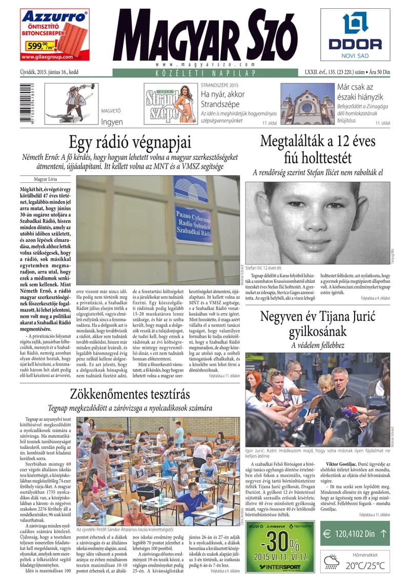 Magyar Szó, 72. évf. 2015. június 16. 135. sz. 1–20. oldal