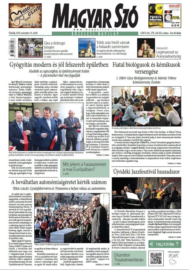 Magyar Szó, 75. évf. 2018. november 19. 270. sz. 1–20. oldal