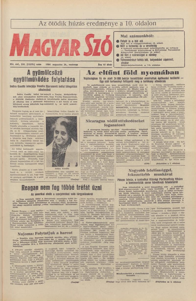 Magyar Szó, 41. évf. 1984. augusztus 26. 235. sz. 1–28. oldal