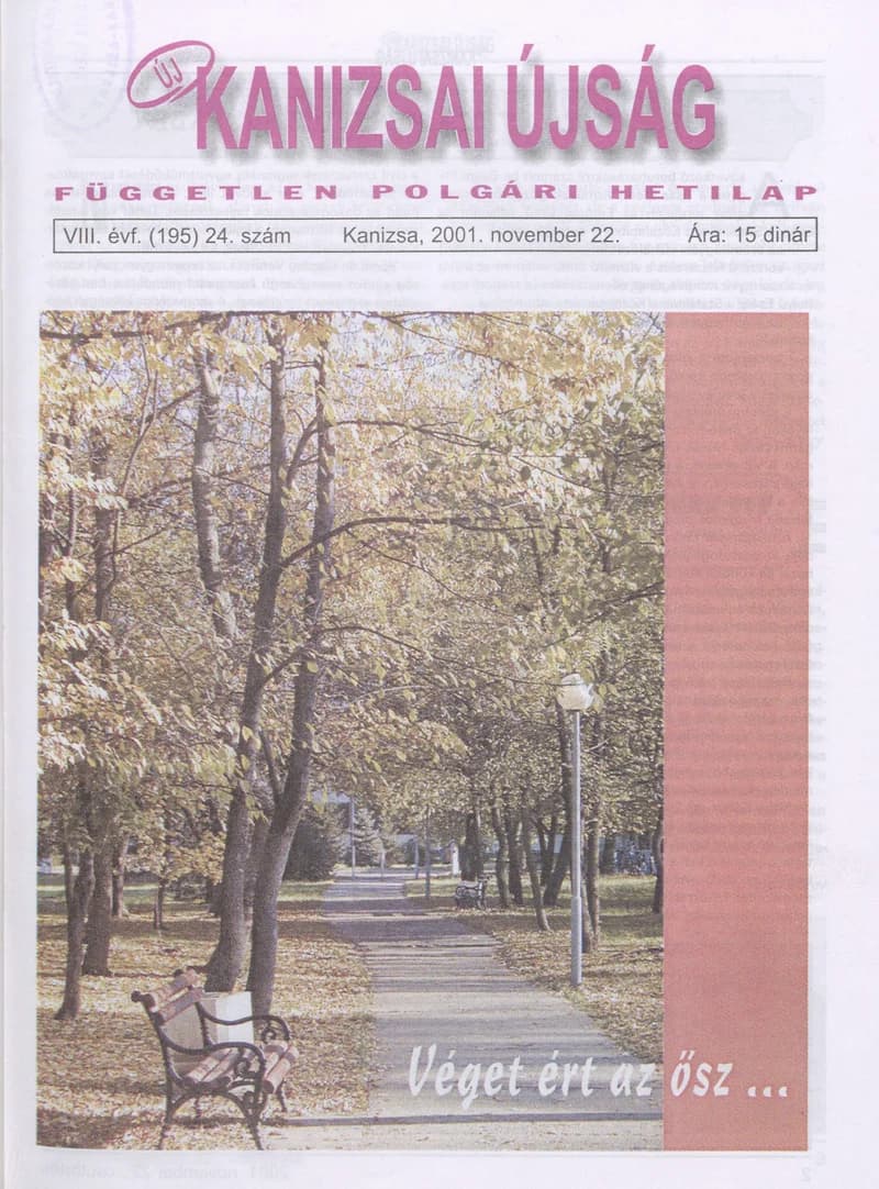 Új Kanizsai Újság, 8. évf. 2001. november 22. 24. sz.