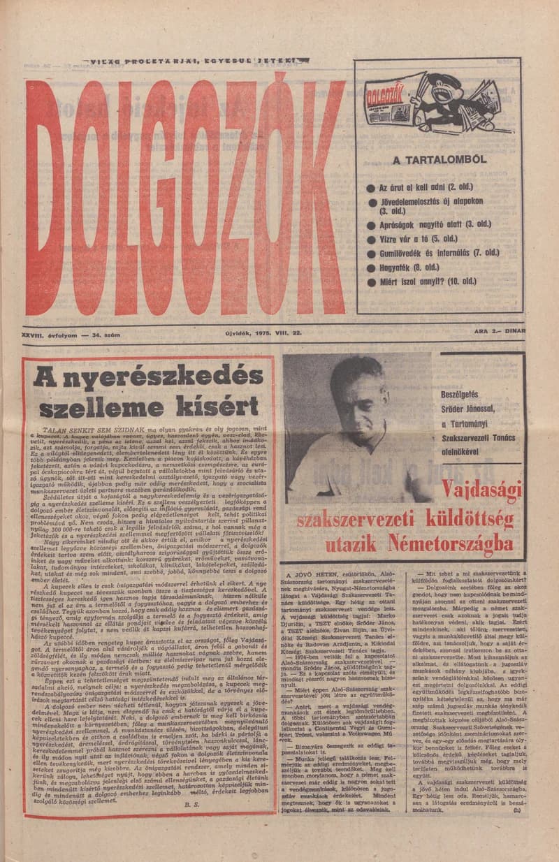 Dolgozók, 29. évf. 1975. augusztus 22. 34. sz.
