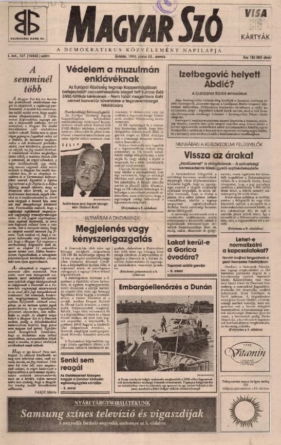 Magyar Szó, 50. évf. 1993. június 23. 167. sz. 1–12. oldal