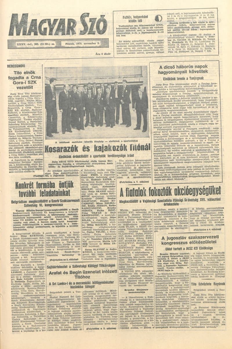 Magyar Szó, 35. évf. 1978. november 3. 303. sz. 1–24. oldal