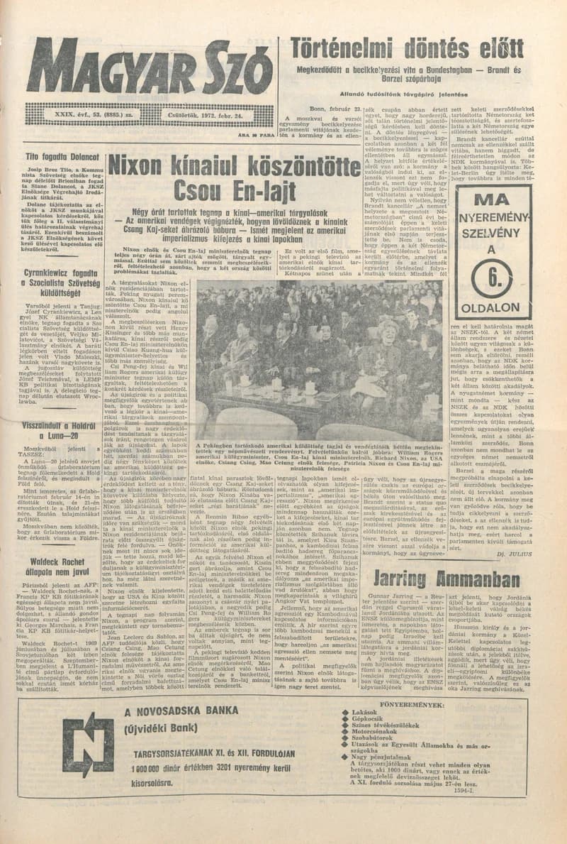 Magyar Szó, 29. évf. 1972. február 24. 53. sz. 1–12. oldal