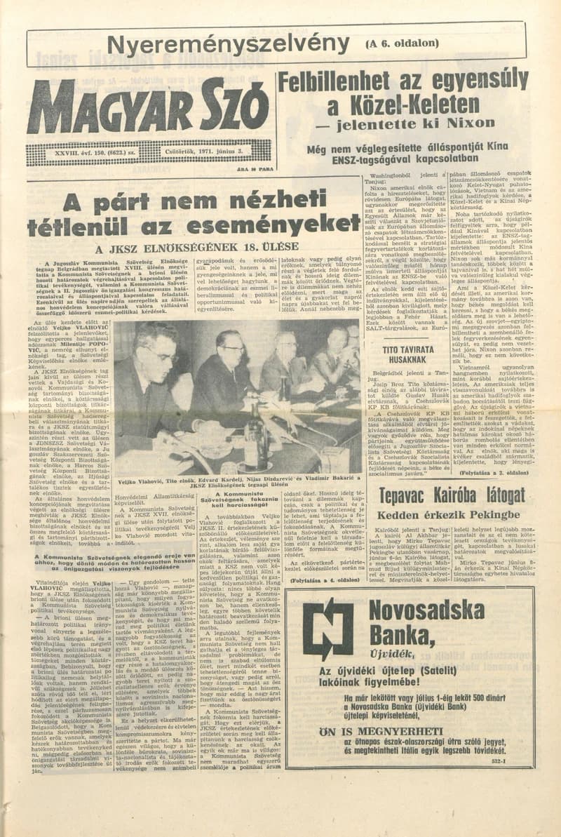 Magyar Szó, 28. évf. 1971. június 3. 150. sz. 1–16. oldal
