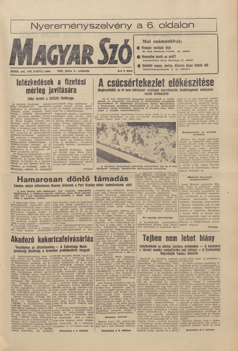 Magyar Szó, 39. évf. 1982. június 3. 150. sz. 1–24. oldal