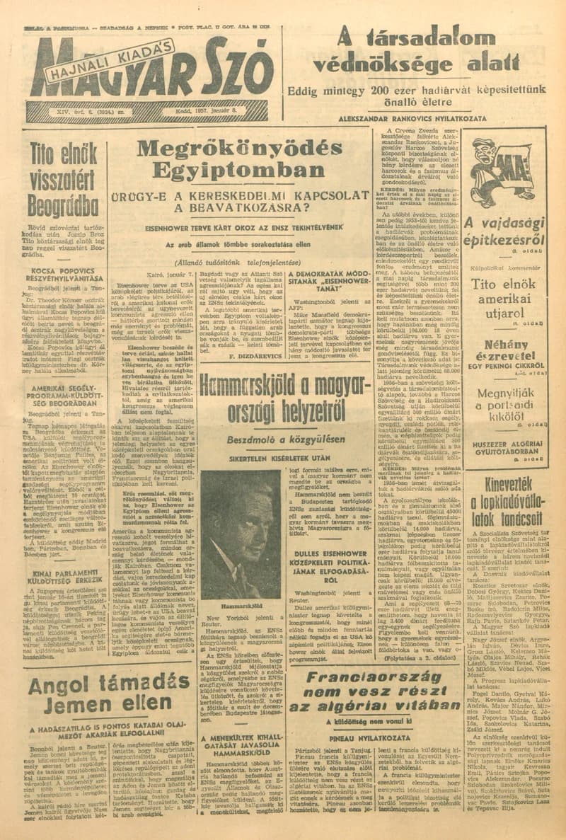 Magyar Szó, 14. évf. 1957. január 8. 6. sz. 1–12. oldal