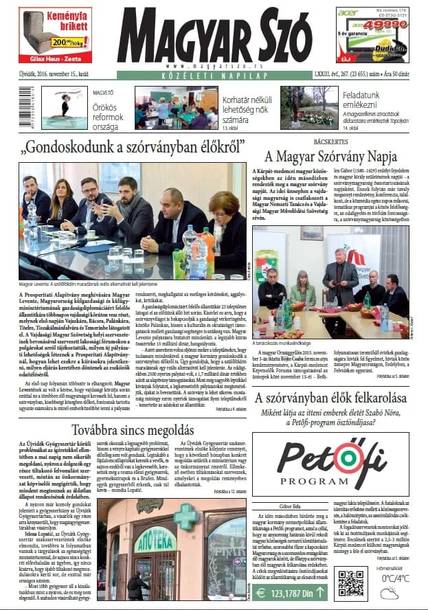 Magyar Szó, 73. évf. 2016. november 15. 267. sz. 1–20. oldal