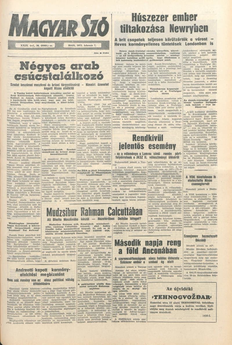 Magyar Szó, 29. évf. 1972. február 7. 36. sz. 1–8. oldal