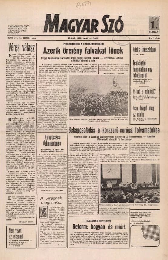Magyar Szó, 47. évf. 1990. január 16. 14. sz. 1–20. oldal
