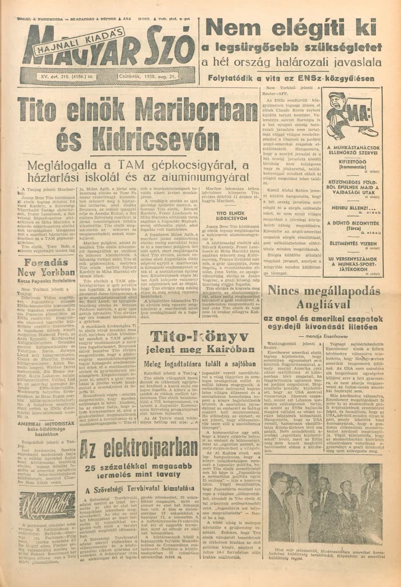Magyar Szó, 15. évf. 1958. augusztus 21. 210. sz. 1–14. oldal