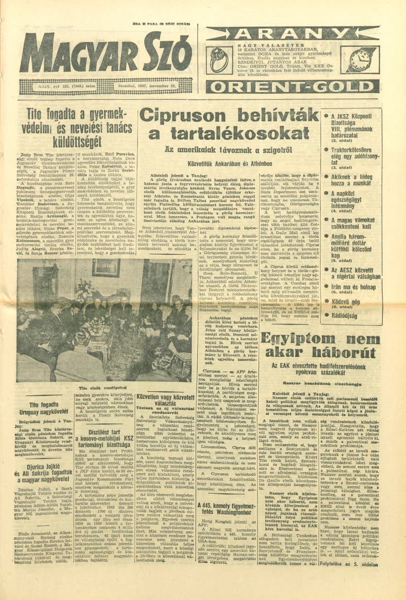 Magyar Szó, 24. évf. 1967. november 25. 325. sz. 1–12. oldal