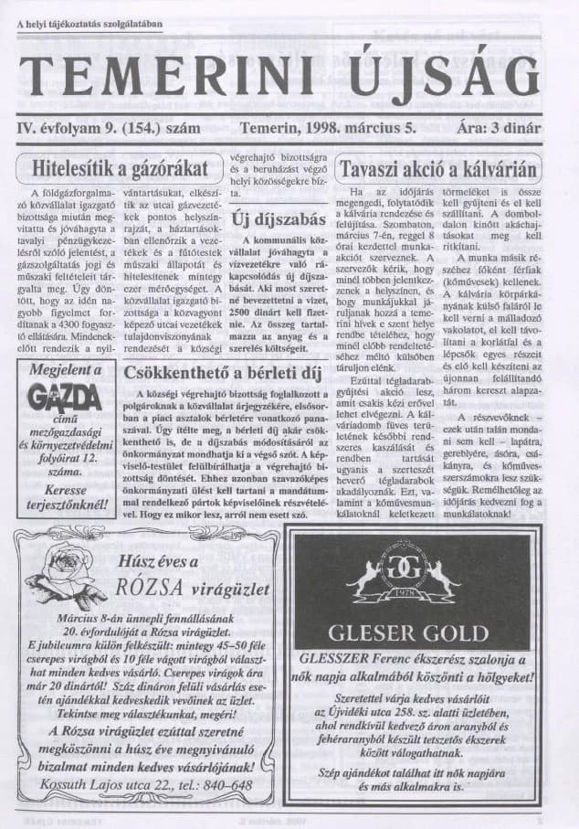 Temerini Újság, 4. évf. 1998. március 5. 9. sz.
