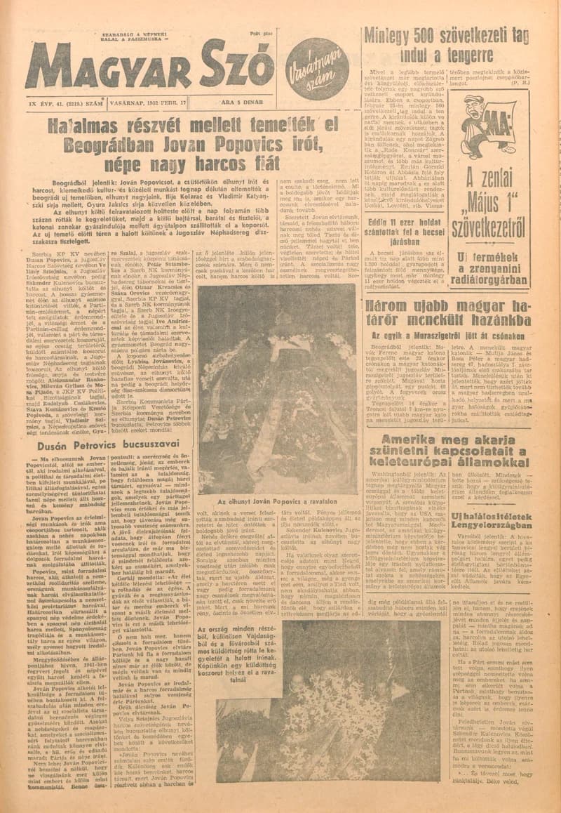 Magyar Szó, 9. évf. 1952. február 17. 41. sz. 1–8. oldal