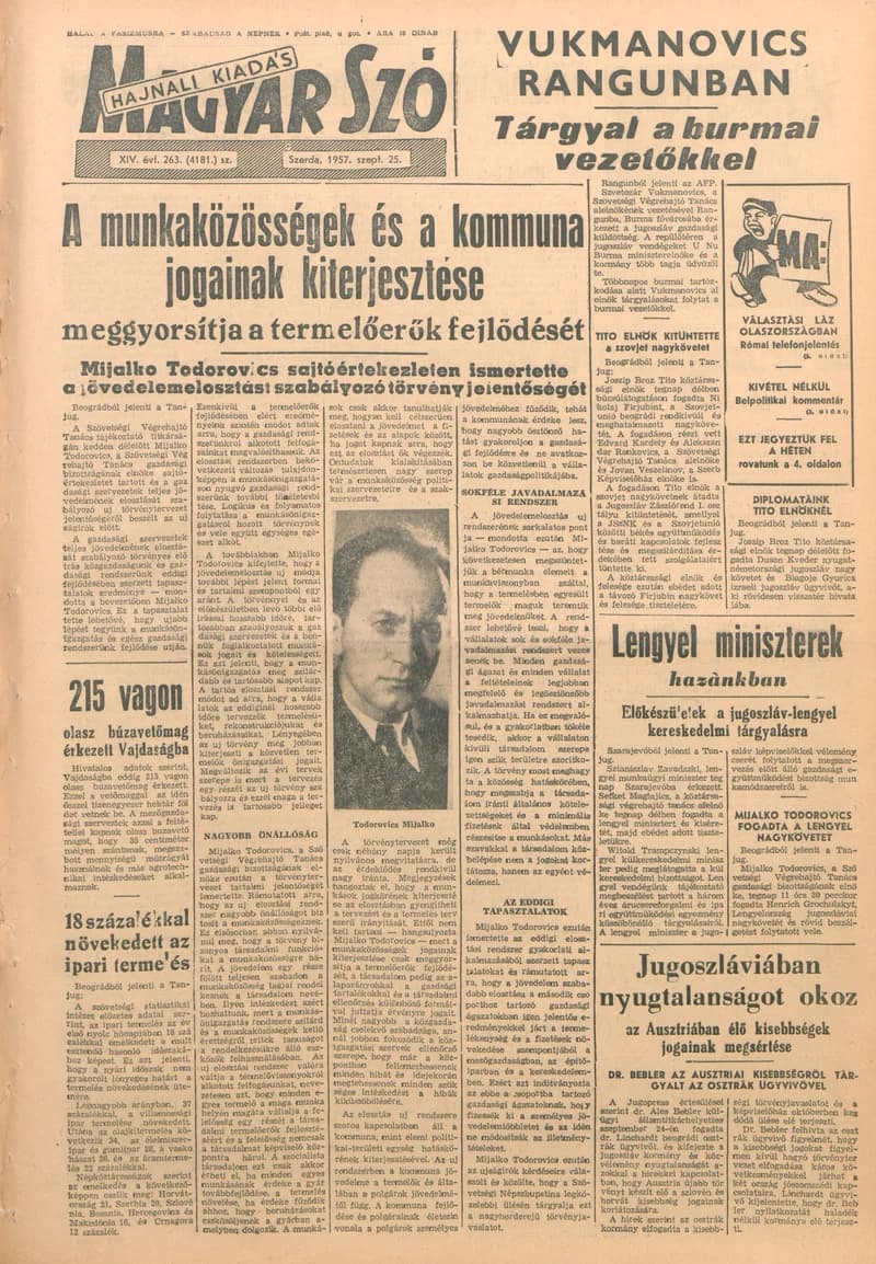 Magyar Szó, 14. évf. 1957. szeptember 25. 263. sz. 1–16. oldal