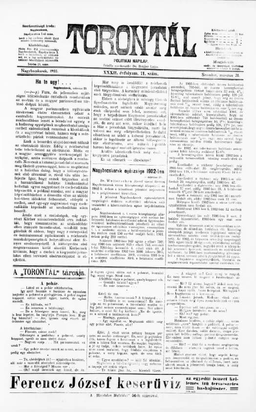 Torontál, 32. évf. 1903. március 28. 71. sz.