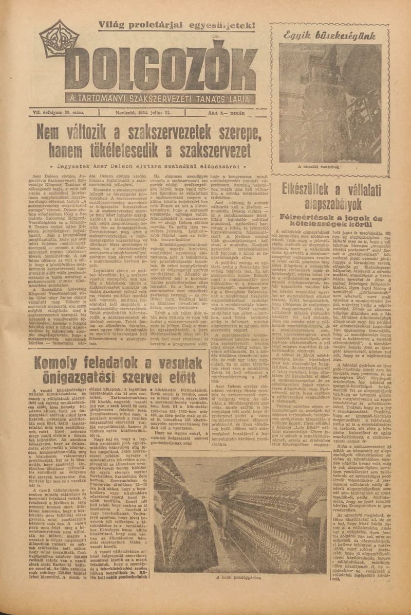 Dolgozók, 8. évf. 1954. július 21. 30. sz.