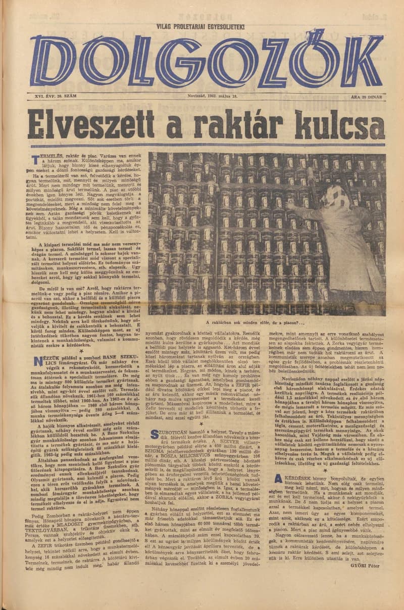 Dolgozók, 16. évf. 1962. május 18. 20. sz.
