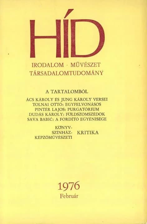 Híd, 40. évf. 1976. február. 2. sz. 133–264. oldal