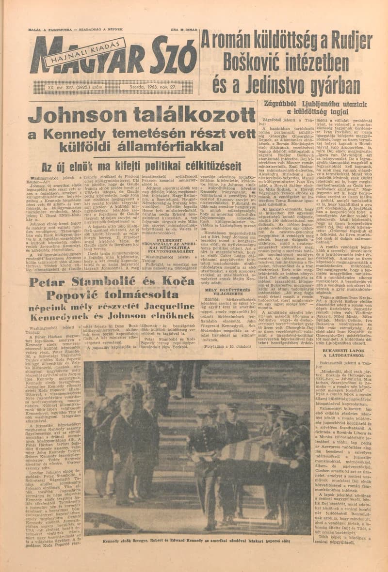 Magyar Szó, 20. évf. 1963. november 27. 327. sz. 1–16. oldal