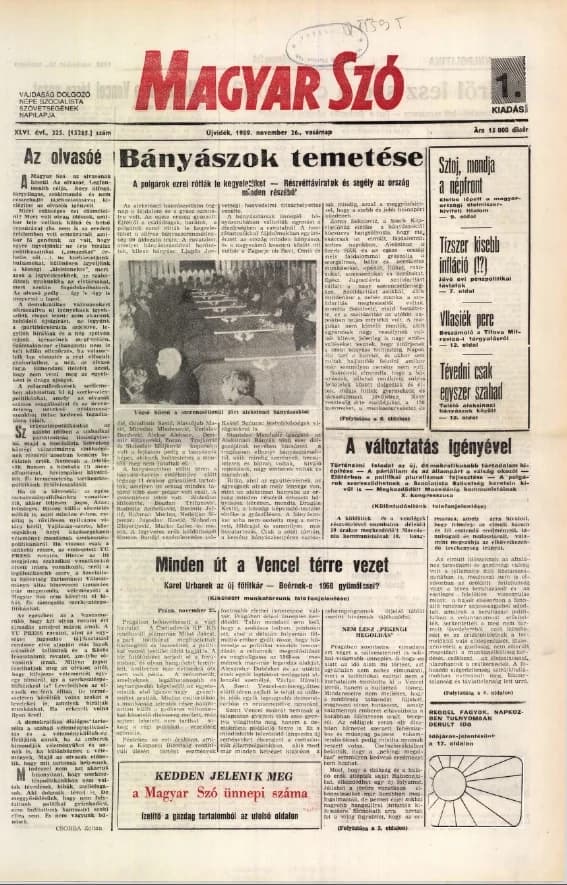 Magyar Szó, 46. évf. 1989. november 26. 325. sz. 1–32. oldal