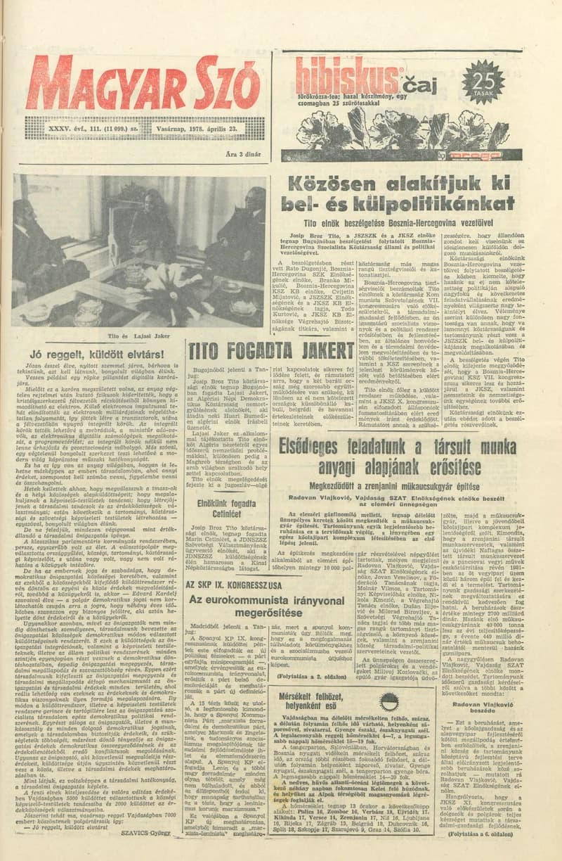 Magyar Szó, 35. évf. 1978. április 23. 111. sz. 1–44. oldal
