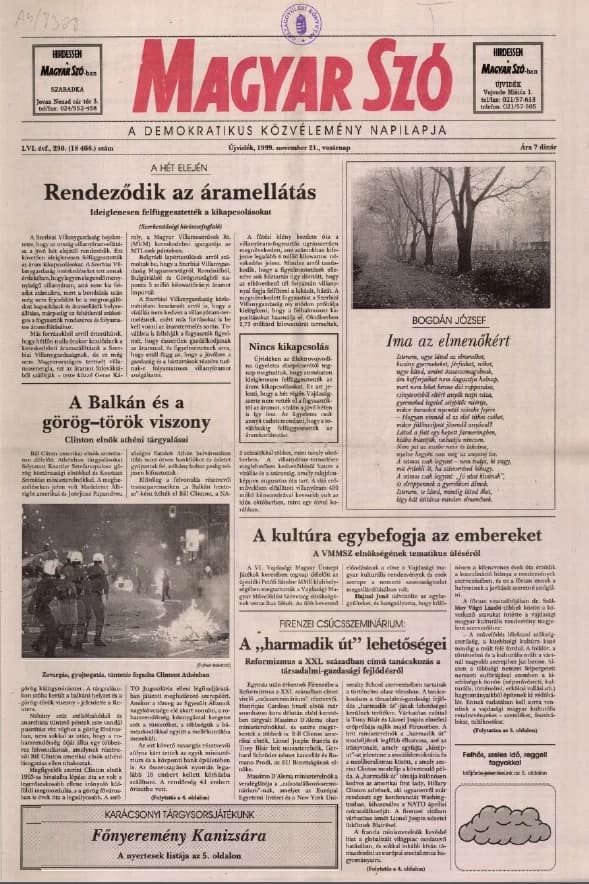Magyar Szó, 56. évf. 1999. november 21. 230. sz. 1–24. oldal
