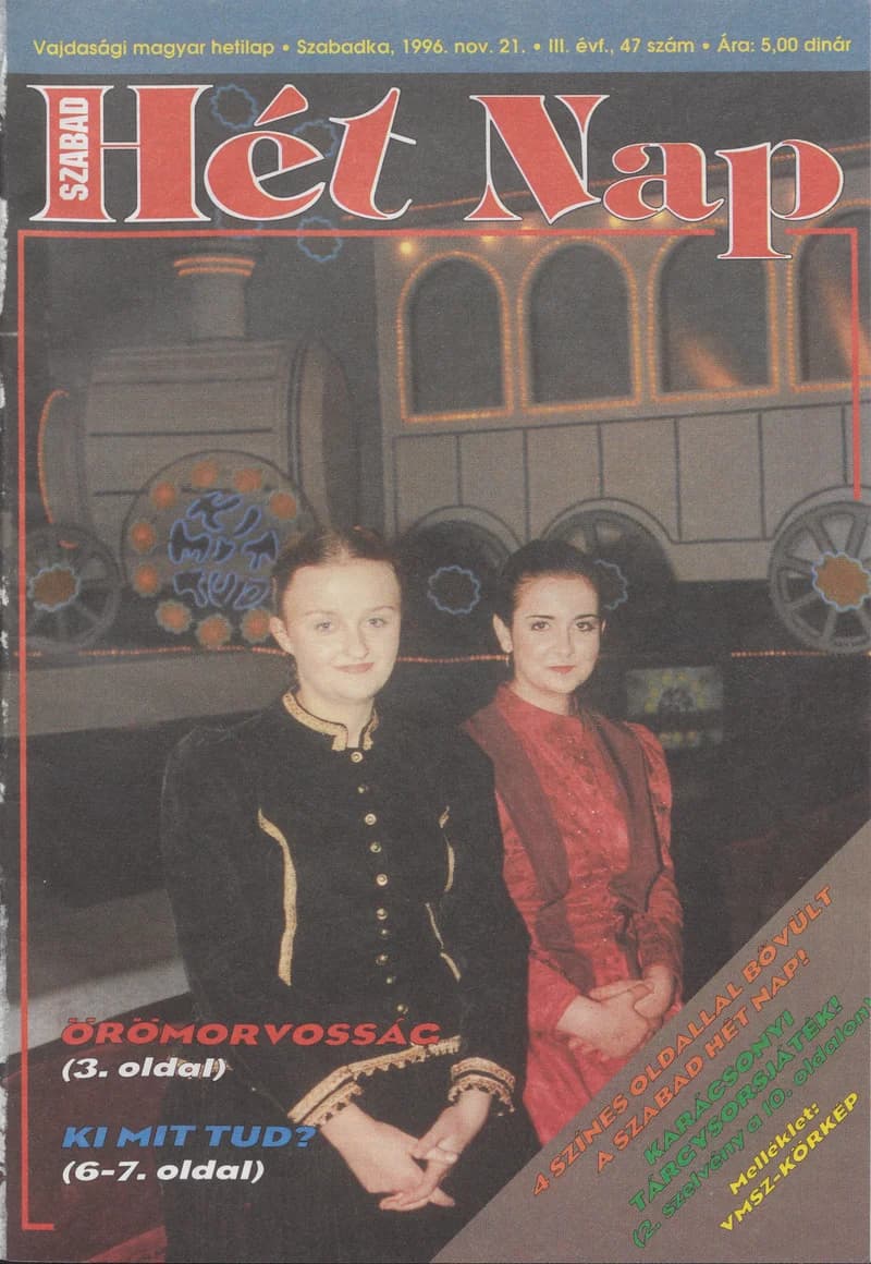 Szabad Hét Nap, 3. évf. 1996. november 21. 47. sz.