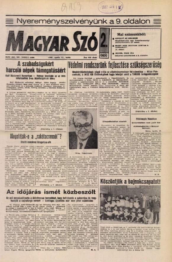 Magyar Szó, 44. évf. 1987. április 13. 101. sz. 1–20. oldal
