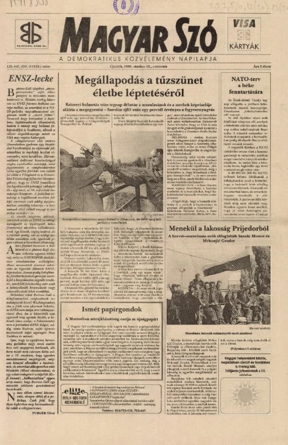 Magyar Szó, 52. évf. 1995. október 12. 238. sz. 1–16. oldal