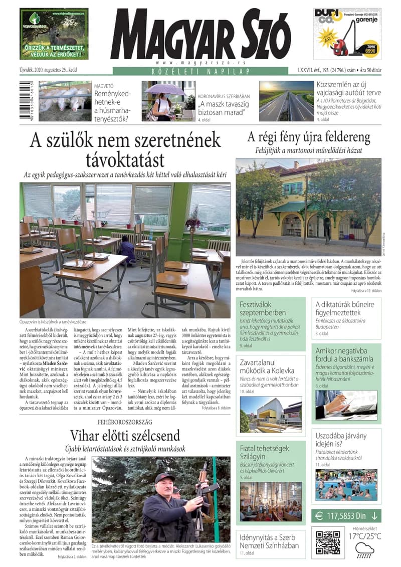 Magyar Szó, 77. évf. 2020. augusztus 25. 193. sz. 1–20. oldal