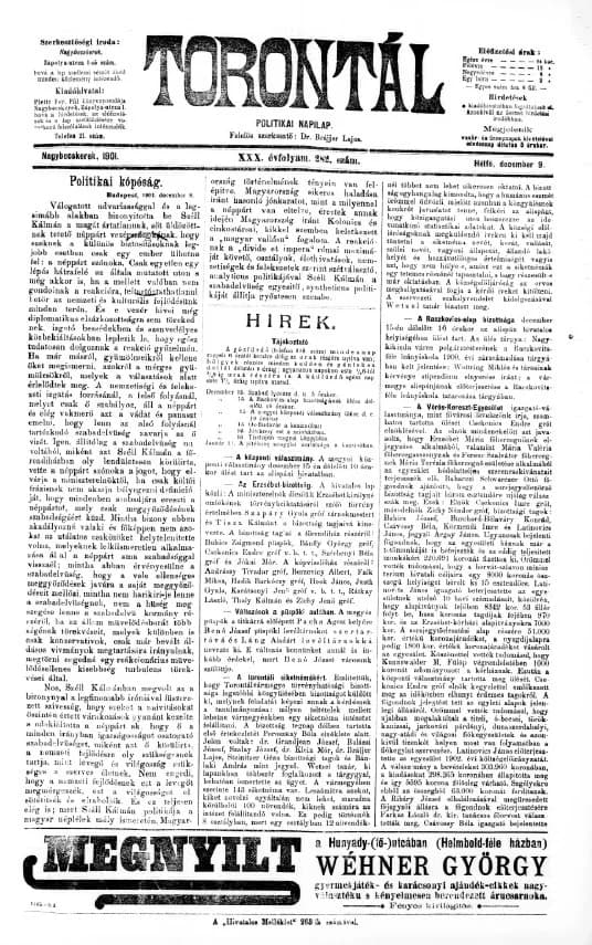 Torontál, 30. évf. 1901. december 9. 282. sz.