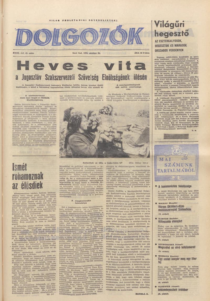 Dolgozók, 24. évf. 1970. október 23. 42. sz.