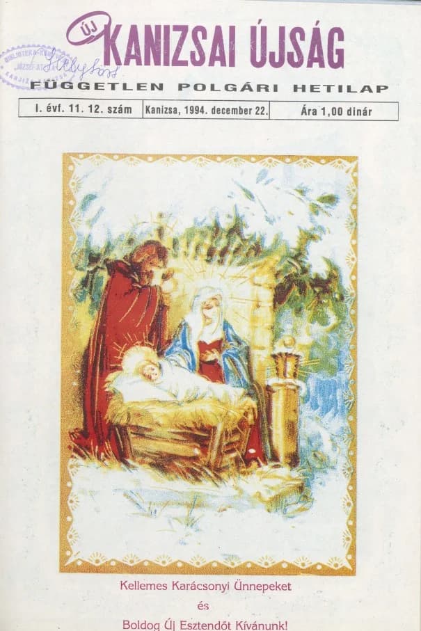 Új Kanizsai Újság, 1. évf. 1994. december 22. 11–12. sz.