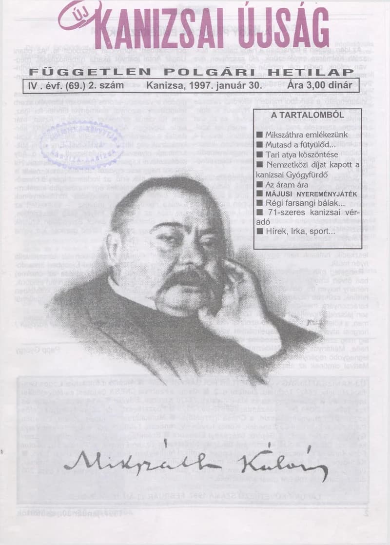 Új Kanizsai Újság, 4. évf. 1997. január 30. 2. sz.