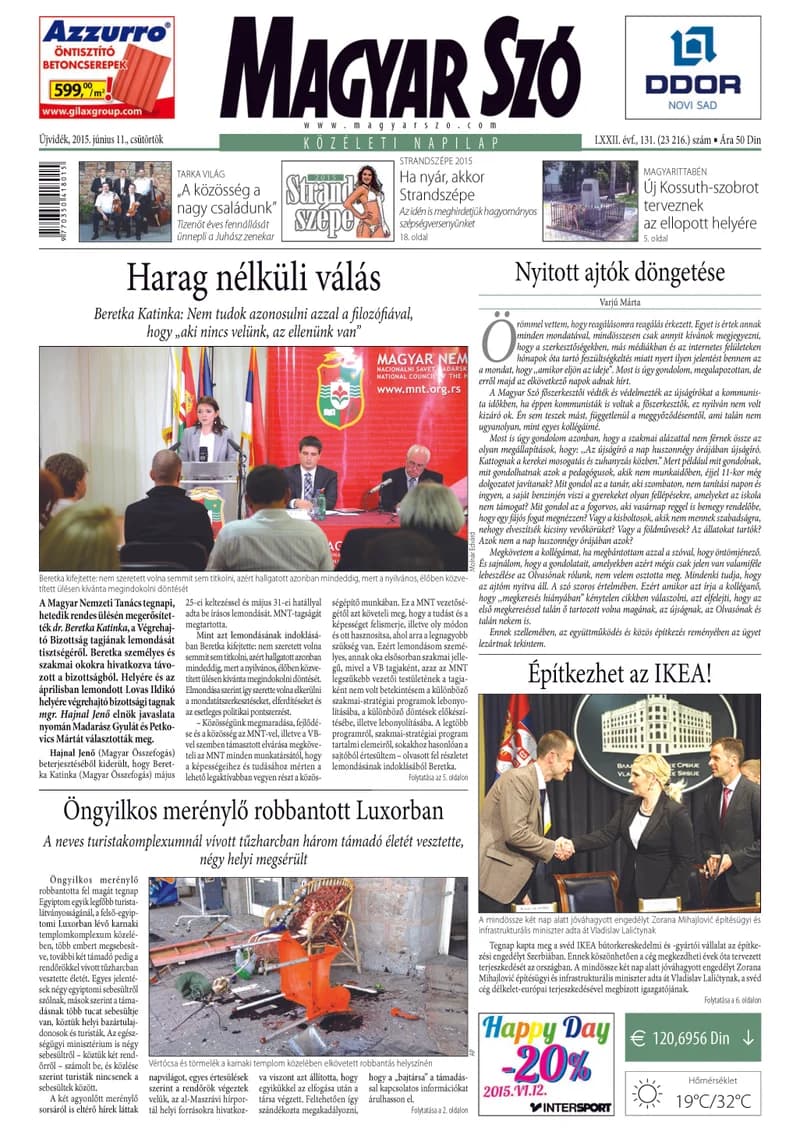 Magyar Szó, 72. évf. 2015. június 11. 131. sz. 1–20. oldal