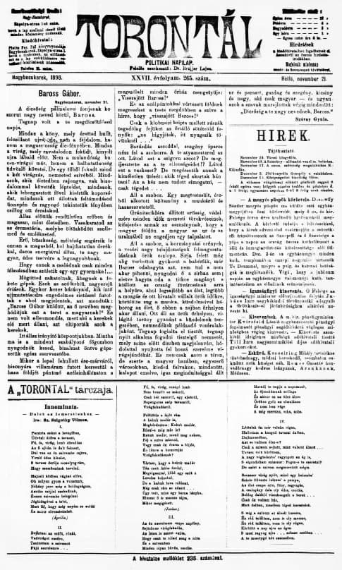 Torontál, 27. évf. 1898. november 21. 265. sz.