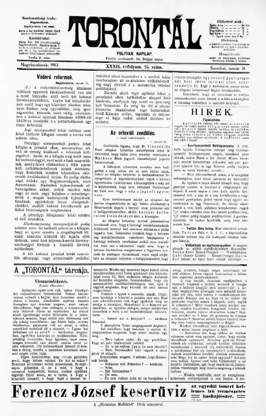 Torontál, 32. évf. 1903. január 31. 25. sz.
